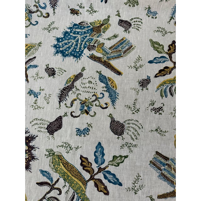 Textile Borderline Linen Fabric 4 Yards Arjuna - Lichen Multi For Sale - Image 7 of 8