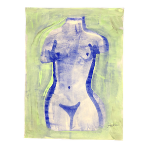 Contemporary Painting by CL Auker, “Blue and Green Torso Study” Gouache and Acrylic on Paper