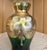 Victorian Antique Hand-Painted Bohemian Green Gold Moser Small Glass Vase Floral Motif For Sale - Image 3 of 8
