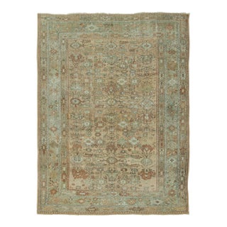 Antique Turkish Ghiordes Rug in Beige & Celadon Floral Field - Rug & Kilim For Sale