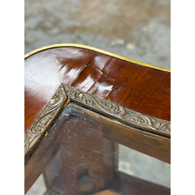 Louis XV Style Glass Top Vitrine Display Table, Vintage For Sale - Image 11 of 12