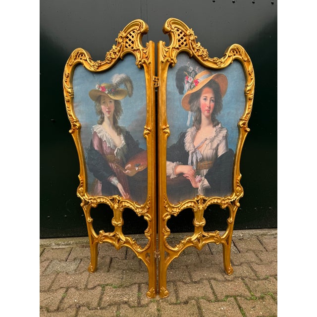 1960 French Louis XVI Gold Beech Room Divider Screen 2-Panel For Sale - Image 13 of 17