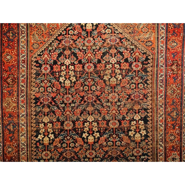 Late 19th Century Antique Persian Malayer Rug, Handwoven All Over Geometric Pattern, Navy & Red, 6’ X 12’ For Sale - Image 5 of 12