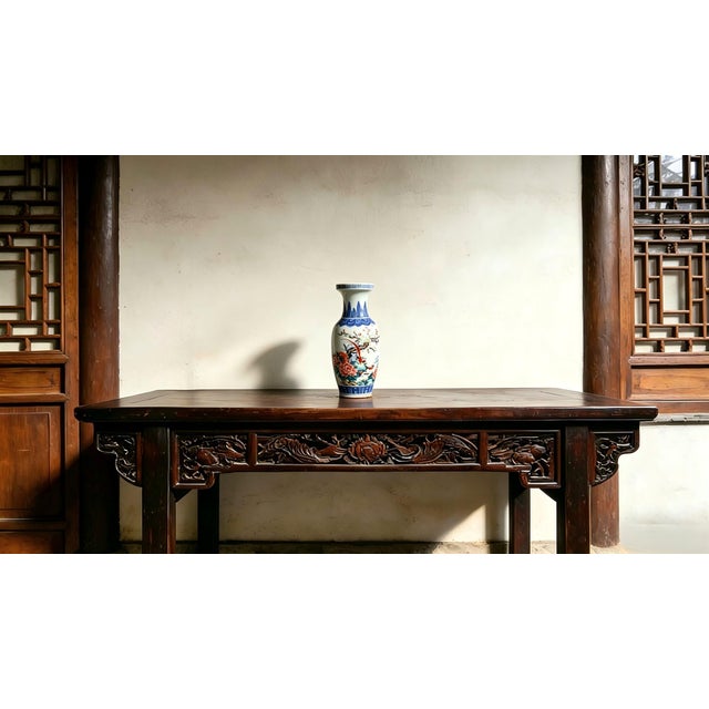 Art Deco Chinese Ceramic Vase,Famille Rose Porcelain Vase Hand Painted Flowers and Birds Pattern For Sale - Image 3 of 11