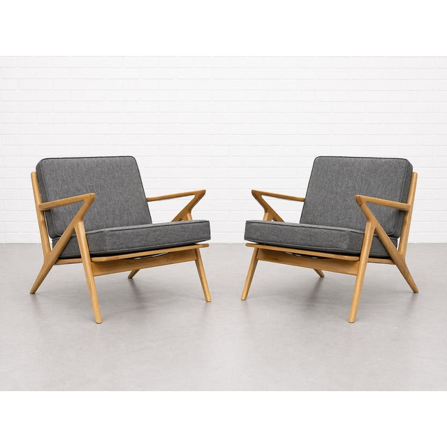 Selig Pair - Mid Century Modern Oak Lounge Chairs – Handcrafted Armchair With Sculpted Details For Sale - Image 4 of 12