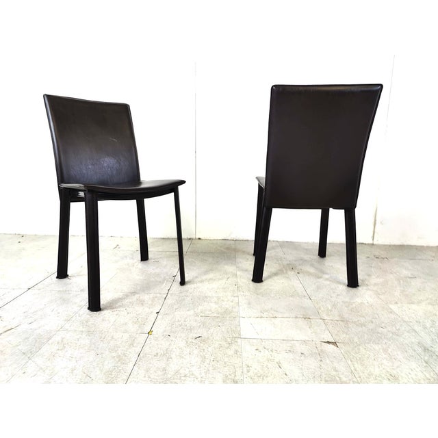 Italian Leather Dining Chairs, 1980s, Set of 6 For Sale - Image 3 of 9