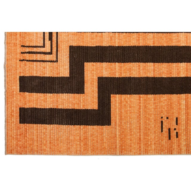 Textile 10 X 12 Modern Hand Loom Designed Wool Rug in Orange For Sale - Image 7 of 11