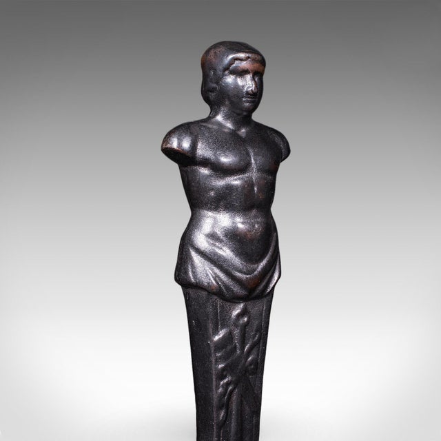 Black Pair of Vintage Figural Andirons, English, Fire Dog, Fireplace Rests, Art Deco For Sale - Image 8 of 11