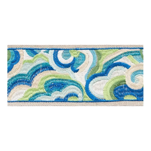Schumacher Woodstock Tape in Peacock For Sale