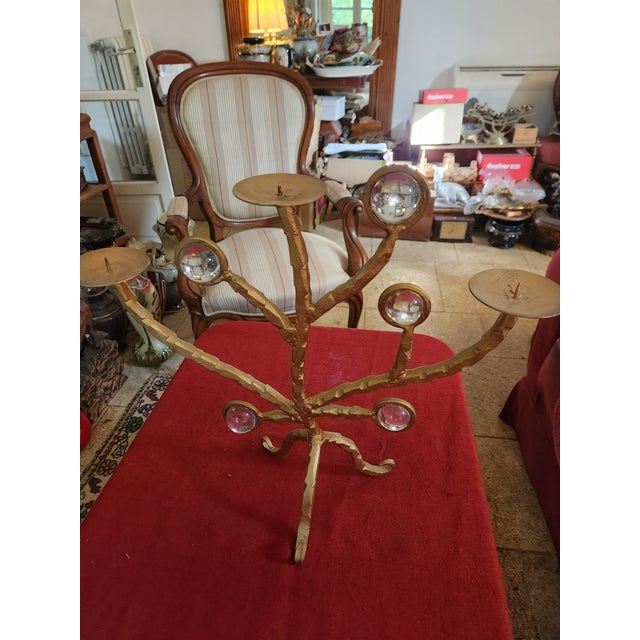 Metal Brutalist Sculptural Candelabra, 1980s For Sale - Image 7 of 7
