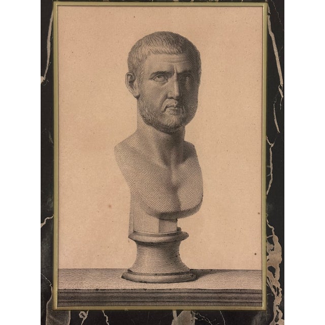 Antique 18th Century Italian Grand Tour Copperplate Engraving of Roman Bust, Attributed to Domenico Campiglia For Sale - Image 4 of 16