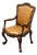 Venetian Leather Bespoke Carved Wood Armchair, Vintage For Sale