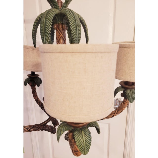 Vintage 5 Light Palm Beach Regency Palm Tree Tropical Chandelier For Sale - Image 10 of 11