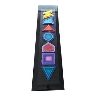 Large 1990s Memphis Style Postmodern Mixed Media Construction by Neil Loeb in Acrylic Case For Sale