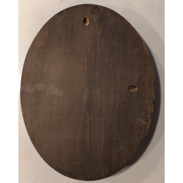Farmhouse 1960s-1970s Oval Wood Bird Plaques – Pair – Convex Decoupage Style Wall Art For Sale - Image 3 of 7