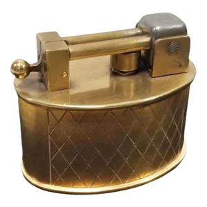 1950s Swiss Brass Lift Arm Tabletop Lighter by Brilux for Dunhill