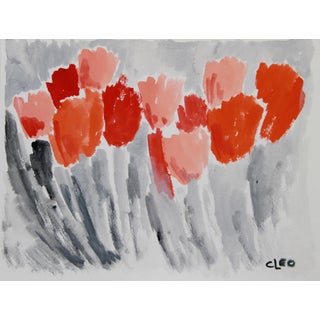 Abstract Floral Painting by Cleo For Sale