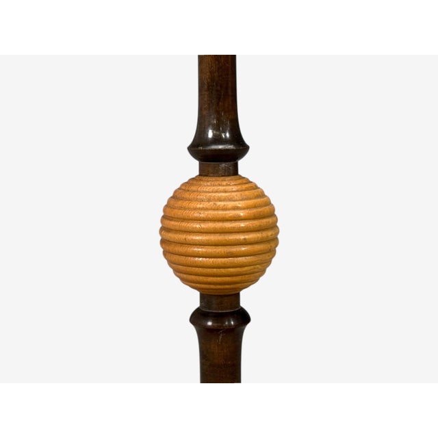 1930s Art Deco, Adjustable Floor Lamp, Birch, Brass, Fabric For Sale - Image 9 of 12