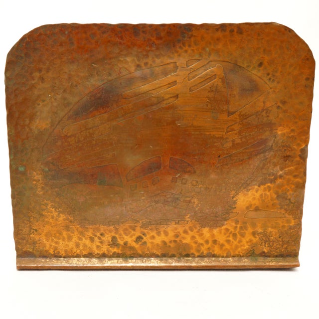 Pair of Arts and Crafts Copper Bookends Viking Ship Circa 1920 For Sale - Image 4 of 8