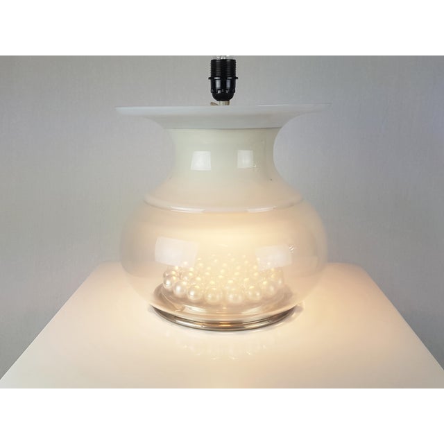 Blue Large Italian Iridescent Glass and Fiberglass Table Lamp, 1970s For Sale - Image 8 of 18