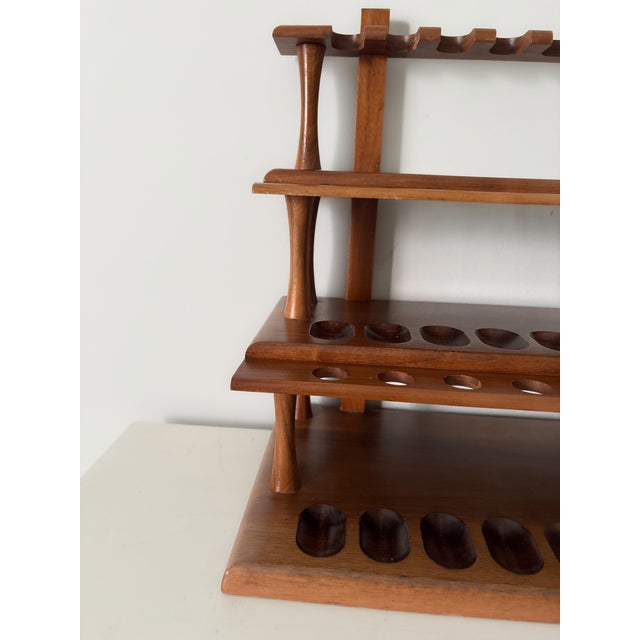 Wood Mid-Century Decatur Industries Walnut 36-Pipe Display Rack For Sale - Image 7 of 12