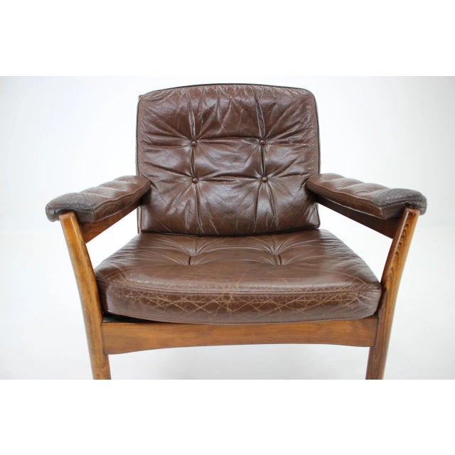 Animal Skin Mid-Century Scandinavian Leather Armchair from G-Möbler, Sweden, 1970s For Sale - Image 7 of 8
