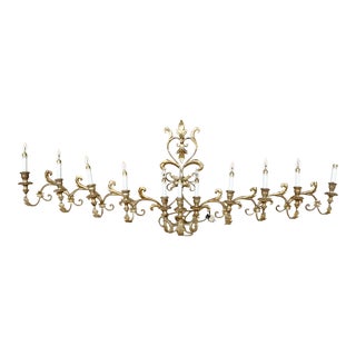Vintage Large French Baroque Style Wall Chandelier Lighting For Sale