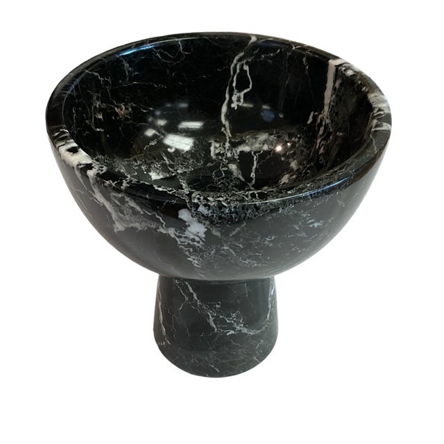 Sophisticated Black and White Marble Footed Bowl, by Marble Crafters. Perfect Catchall for Keys and Loose Change on an...