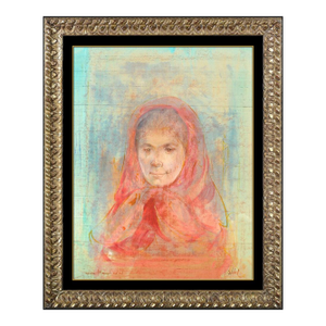 Mid 20th Century 0A Young Woman's Smile Oil Painting, Edna Hibel