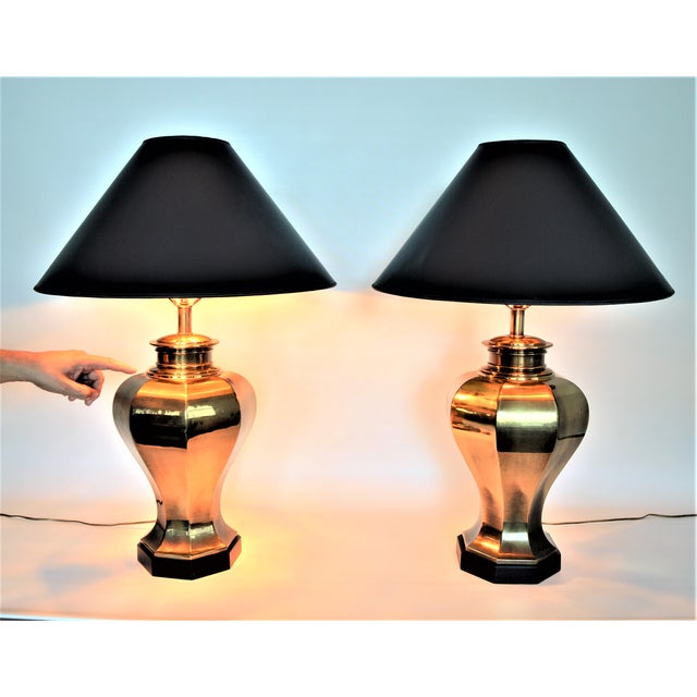 Large Vintage Brass Mid Century Modern Table Lamps by ...