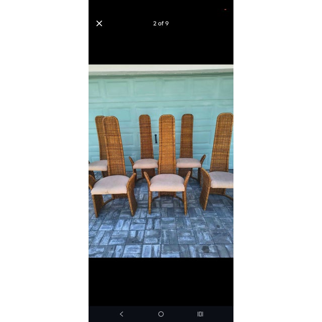 1970s 1970s Wicker Cathedral Chairs (6) Attr to Danny Ho Fong For Sale - Image 5 of 5
