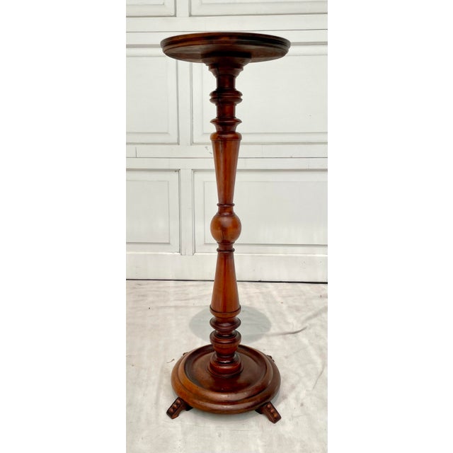 Wood Early 20th C. Victorian Art Deco Mahogany Pedestal Plant Stand For Sale - Image 7 of 12