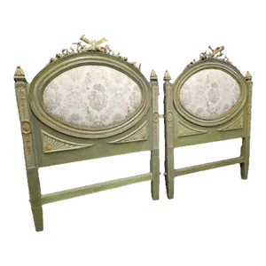 1920s Pair of French Single Headboards With Torch & Quiver Motif