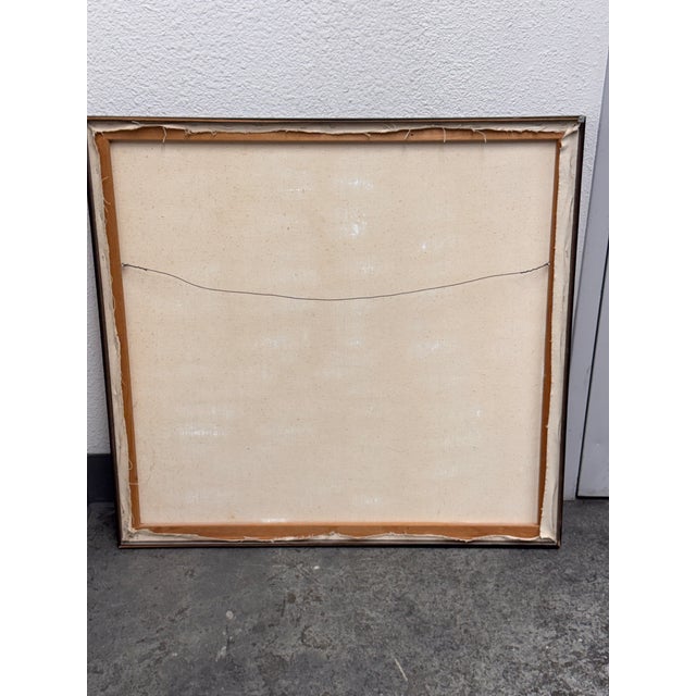Mid Century Modern Canvas Painting, Framed For Sale - Image 10 of 12