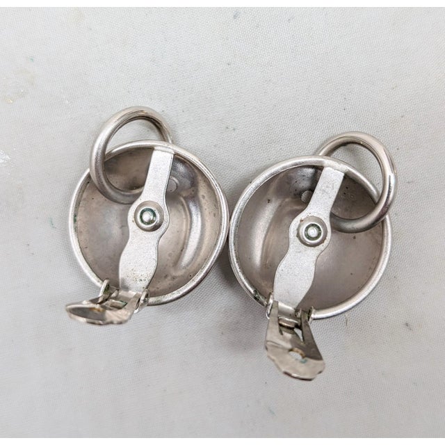 Metal Vintage Signed Napier Rhodium Plated Apple Clip Earrings-2 Pieces For Sale - Image 7 of 7