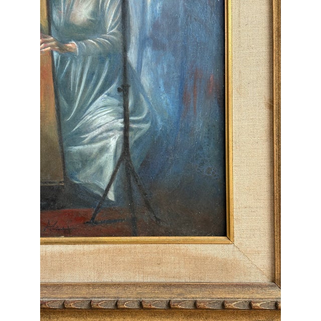 1950s Jean-Pierre Alaux “La Harpe Irlandaise” Original Oil Painting 1950 Beaux-Arts For Sale - Image 5 of 12