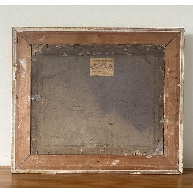 Paint 19th C. Parisian Landscape Oil Painting, Gesso Frame For Sale - Image 7 of 9