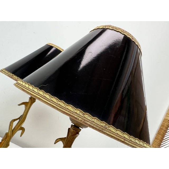 Metal Art Nouveau Style Brass Foliage Table Lamps France 1950s, Set of 2 For Sale - Image 7 of 18