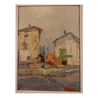 Bruno Tintori, Houses, Oil on Plywood, 1973, Framed For Sale