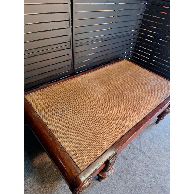 Late 20th Century Palmer Mahogany and Grasscloth British Colonial Coffee Table For Sale - Image 4 of 5