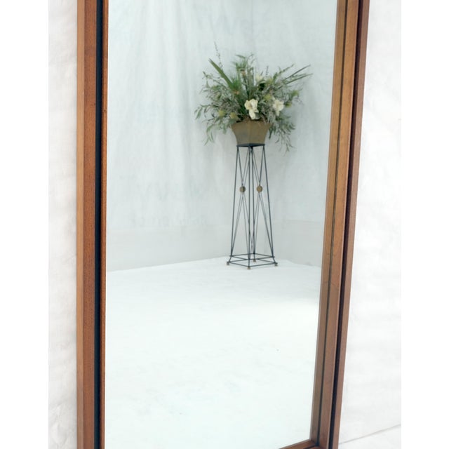 Adrian Pearsall Mid Century Modern c1970s Oiled Walnut 25x46 Rectangle Wall Mirror Mint For Sale - Image 4 of 8