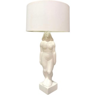 Plaster Art Deco Inspired Table Lamp For Sale