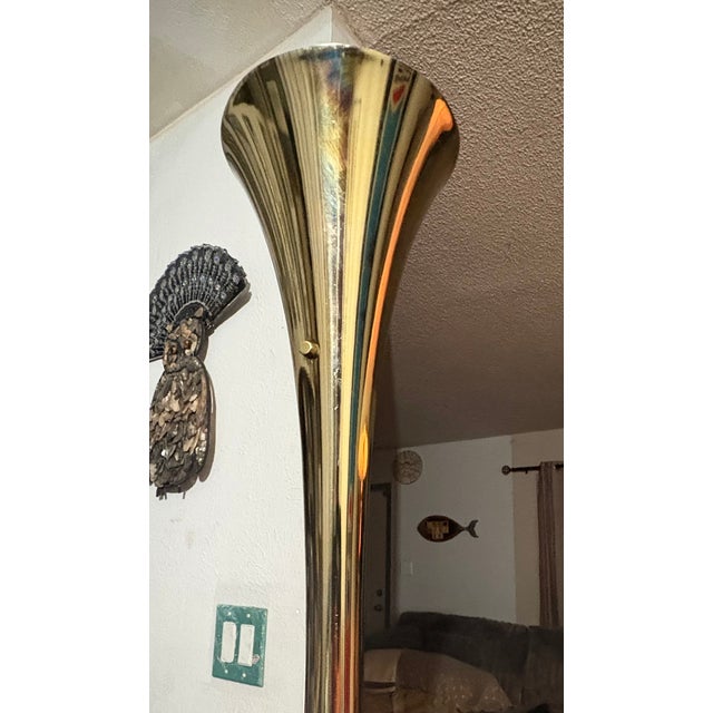 Vintage 1960s Brass Trumpet Laurel Lamp Company Mid-Century Modern Brass Trumpet Torchiere Floor Lamp For Sale - Image 11 of 18