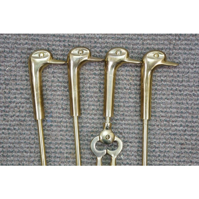 Vintage Brass Duck Goose Mallard Head Hearthware Fireplace Tool Set 32" For Sale - Image 9 of 14