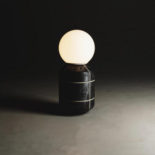 Large Navazi Table Lamp in Scorched Coal Ceramic and Frosted Glass by Svitanok For Sale - Image 4 of 10