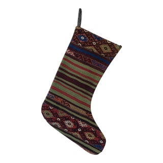 Vintage Turkish Kilim Rug Christmas Stocking For Sale