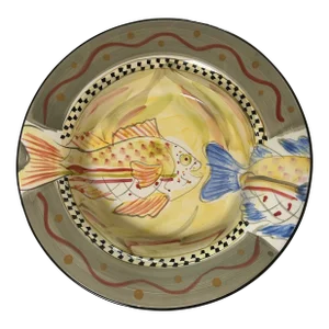 1980s Seaside Chic Hand Painted Italian Stoneware Bowl