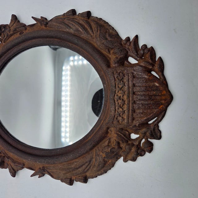 Mid 19th Century Civil War Era Cast Iron Federal Eagle Picture Frame W/ Mirror For Sale - Image 5 of 10