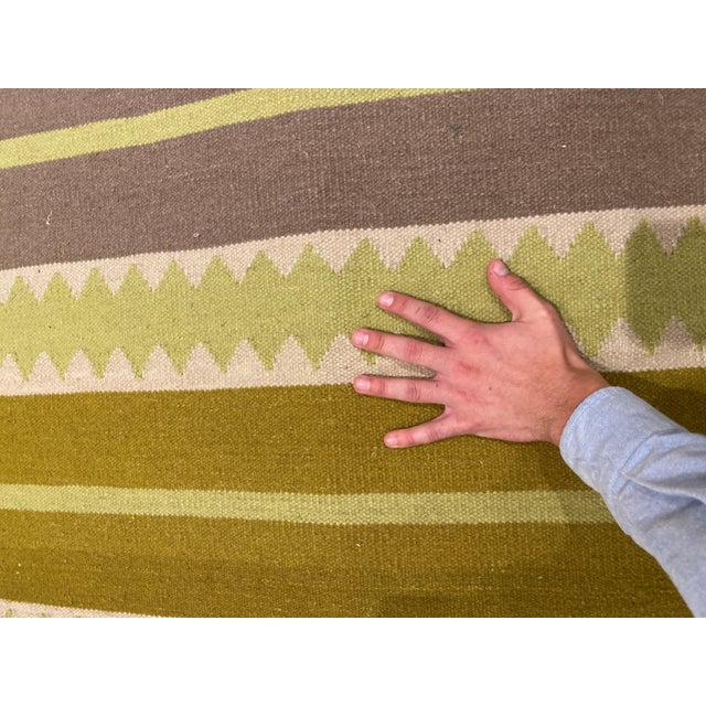 Modern Striped Sundance Green Handmade Wool Rug by Doris Leslie Blau For Sale In New York - Image 6 of 6