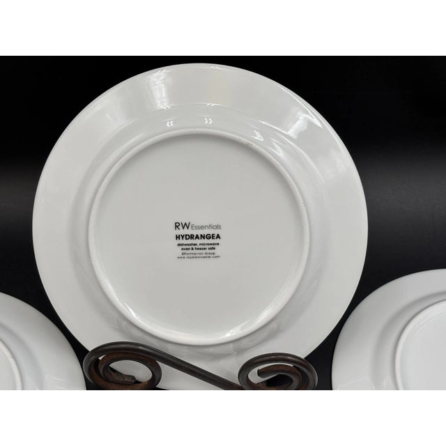 Royal Worcester Vintage Mid-Century Modern Royal Worcester "Blue Hydrangea" Salad Plates - Set of 4 For Sale - Image 4 of 4